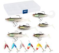 Dr.Fish Fishing Lures Spinnerbait Set, 12pcs Fishing Spinners Kit with Tackle Box Included Spinners Willow Leaf Soft Lure with Jig Head for Trout Bass Freshwater
