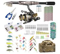 Dr.Fish Fishing Rod and Reel Combos 125-Pieces Telescopic Spinning Pole Reel Gear Equipment Set for Adult Collapsible Travel Complete Fishing Sets Men Starter Freshwater Saltwater 6FT