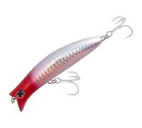 Dr.Fish Floating Lure 90mm/13g Surface Minnow Lure Treble Hooks Laser Scale Popper for Saltwater Bass Pike Bass Trout Surface Shore Fishing Color: Red Head
