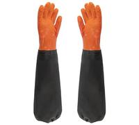 Dr.Fish Long Pond Gloves 65cm Long Waterproof Fishing Grabbing Cleaning Gloves, Cloth Lining PVC Reusable Heavy Duty Rubber,Full Arm for Gardening
