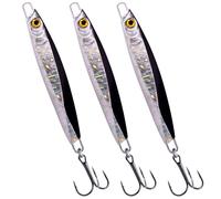 Dr.Fish Saltwater Fishing Jigs Jigging Spoon Lures Assorted Laser Color Surf Lures for Offshore Trolling Mackerel Bass Pollock Long Cast, 3pcs-30g-Black Back