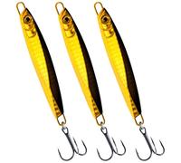 Dr.Fish Saltwater Fishing Jigs Jigging Spoon Lures Assorted Laser Color Surf Lures for Offshore Trolling Mackerel Bass Pollock Long Cast, 3pcs-56g-Black Yellow