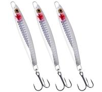Dr.Fish Saltwater Fishing Jigs Jigging Spoon Lures Assorted Laser Color Surf Lures for Offshore Trolling Mackerel Bass Pollock Long Cast, 3pcs-14g-Sliver Grey