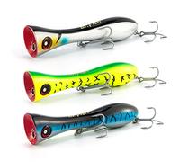 Dr.Fish Saltwater GT Popper 8 Inches Big Game Lures VMC Treble Hooks Topwater Surf Fishinq Offshore Plug Wire Throuqh Heavy Duty Black Chartreuse Blue Mackerel