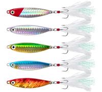 Dr.Fish Set of 5 Metal Sea Fishing Lure 20g/30g Jig Spoons for Beach Casting Spinner Slow Sinking Tackle for Mackerel Cod Sea Bass Pike Freshwater Saltwater