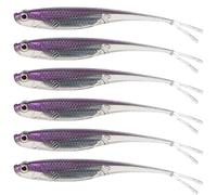 Dr.Fish Soft Plastic Baits Bass Fishing Lures Fork Tail Soft Jerkbait Drop Shot Bait Jerk Shad Minnow Swimbait Crappie Lures for Trout Pike Walleye Purple 4''