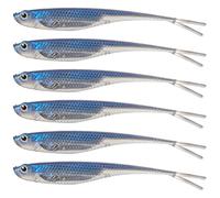 Dr.Fish Soft Plastic Baits Bass Fishing Lures Fork Tail Soft Jerkbait Drop Shot Bait Jerk Shad Minnow Swimbait Crappie Lures for Trout Pike Walleye Blue 3''
