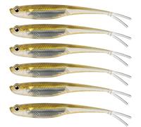 Dr.Fish Soft Plastic Baits Bass Fishing Lures Fork Tail Soft Jerkbait Drop Shot Bait Jerk Shad Minnow Swimbait Crappie Lures for Trout Pike Walleye Olive 3''