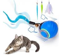Dr. Fluffyyes™ Interactive Cat Toy Ball - Motion-Activated, USB Rechargeable Ball with Anti-Scratch Cover & 2 Changeable Tails - Fun Indoor Enrichment Toy for Active Cats & Kittens (Blue)