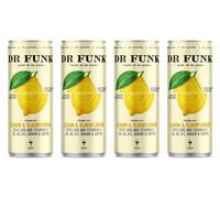 Dr. Funk Lemon & Elderflower Sparkling Flavoured Water with NO Sugar & NO Calories with 7 added essential nutrients, vitamins and minerals, Pack of 4 x 330ml cans