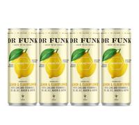 Dr Funk Lemon & Elderflower Sparkling Water with NO Sugar, NO Calories, NO artificial sweeteners, enriched with Vitamins C, D3, B6, B12, B7, B3 and Zinc to support your immunity (4 x 330ml)