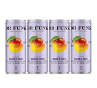 Dr Funk Mango & Violet Sparkling Water with NO Sugar NO Calories NO artificial sweeteners, enriched with Vitamins C, D3, B6, B12, B7, B3 and Magnesium to reduce tiredness and fatigue (4 x 330ml)