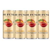 Dr. Funk Peach & Jasmine Sparkling Flavoured Water with NO Sugar NO Calories NO artificial sweeteners with Calcium and Vitamins B6, B12, C, D3, B3 and B7 to suppport health and wellness (Pack of 4)