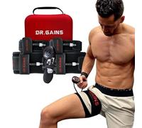 Dr. Gains BFR Pro 2.0 Inflatable BFR Bands, Blood Flow Restriction Bands for Occlusion Training, Muscle Growth & Strength, Weight Lifting (Full Set) - Black