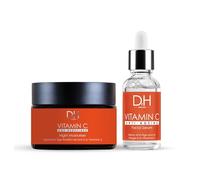 Dr H Anti-Aging Vitamin C Facial Serum & Night Moisturiser Skincare Kit - 30ml Facial Serum & 60ml Night Cream for Radiant Skin, Firmness, and Moisture