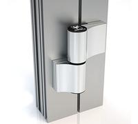 DR.HAHN Aluminium Silver Anodized Hahn Door 4-Way Solid Roller Hinge 2-piece with Mounting Plate 20/65/15 mm Centre Distance 65 mm M90110000