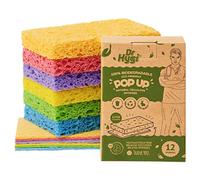 Dr.Hygi® Pop Up Sponges - 12-Pack Eco Sponges Set - Natural Cellulose Sponge - Super Absorbent for Dishes, Kitchen, Bathroom Cleaning - Plastic Free Biodegradable Sponge - Recyclable Packaging