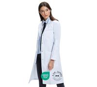 Dr. James 100% Cotton Premium Lab Coat for Women, Multiple Pockets, Classic Fit, Concealed Snap Closing, 37" Length