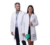 Dr. James Lab Coat for Men & Women, Premium Tailored Fit, Button Fastening, Multi-Pocket Design with Tablet Pocket, OEKO-TEX Certified, White Work Coat for Clinic & Lab (XL (Men XL/Women 2XL))