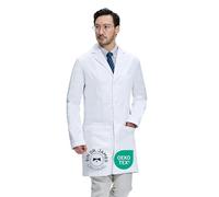 Dr. James Premium Lab Coat for Men, OEKO-TEX Certified Professional Medical White Coat, Smartphone & Tablet Pockets, Tailored Fit, 38" Length, Button Closing