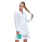 Dr. James Premium Tailored Lab Coat for Women, Slim Fit, Multiple Pockets, Fold Back Cuff, Tailored, Classic Button Closing, 35" Length, OEKO-TEX® Certified Fabric