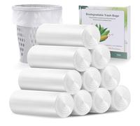 Dr.JIEER 240 Counts 1.2 Gal Small Bin Bags 3-6L Biodegradable Compostable Food Waste Bags,Pedal Caddy Bin Liners for Kitchen,White Trash Bags for Bathroom Toilet Office,Clear Rubbish Liners
