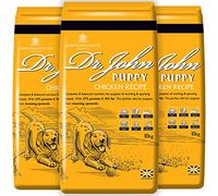 Dr John Dry Puppy Food 30kg (3 x 10kg) with Omega-3s - Chicken Recipe - Complete Nutrition for Puppies of Sporting Active Breeds - Junior High Protein Dry Dog Food