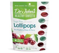 Dr. John's Healthy Sweets Sugar-Free Fruit Lollipops Grape, Cherry, Blue Raspberry 3.7 Ounce