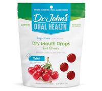 Dr. John's Healthy Sweets Tart Cherry Dry Mouth Drops with Zero Sugar, Dye Free, Plant Based, Keto Friendly, 24 Count, 3.85oz Bag