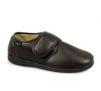 Dr Keller CHRIS Mens Faux Leather Rip Tape Strap Closure Slippers Brown UK 12