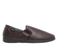 Dr Keller CHRISTOF Mens Faux Leather Wide Fit Full Slippers Brown UK 7