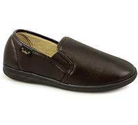 Dr Keller CHRISTOF Mens Faux Leather Wide Full Slippers Brown UK 7