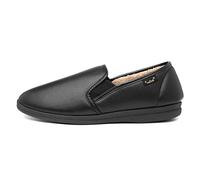 Dr Keller CHRISTOF Mens Faux Leather Wide Fit Full Slippers Black - UK 9