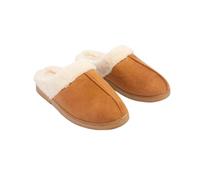 Dr Keller JUSTINE Womens Comfort Mule Slippers - Ladies Slip On Memory Foam House Shoes with Flat Rubber Sole, Warm Lined Indoor Slippers for Winter, Casual Home Bedroom Footwear Tan 3