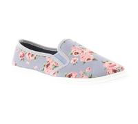 Dr Keller Linda Ladies Floral Pattern Canvas Slip-On Pumps Trainers (Blue, UK Footwear Size System, Adult, Women, Numeric, Medium, 8)
