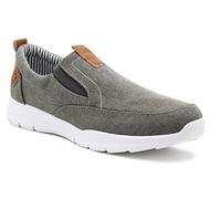 Dr Keller Mens Canvas Denim Slip On Trainers Elastic Twin Gusset Casual Flat Low Top Sneaker Pumps (Grey, UK_Footwear_Size_System, Adult, Men, Numeric, Medium, Numeric_11)