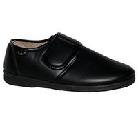 Dr Keller Mens Faux Leather Slippers Strap Closure with Outdoor Sole Black 9