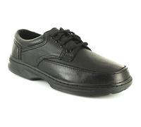 Dr Keller Mens Wide Fit Padded Collar Shoes Real Leather Wider Fitting Cushioned Insole Lightweight Casual Formal Office Work Smart Men's Classic Moccasin Walking Boots(Brian Black, 11)