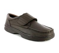 Dr Keller Mens Wide Fit Padded Collar Shoes Real Leather Wider Fitting Cushioned Insole Lightweight Casual Formal Office Work Smart Men's Classic Moccasin Walking Boots(Texas Brown, 6)