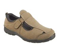 Dr Keller Mens Wide Fit Sandals Lightweight Comfortable Summer Closed Toe Shoe Padded Collar Touch Fastening Light Weight Walking Mule Sandal Casual Formal Wider Fitting Shoes(Beige,10)