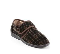 Dr Keller Mens Wide Fit Touch Fasten Slipper Brown 11