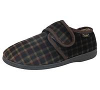 Dr Keller New Mens Luxury Fur Lined Slippers Velour Adjustable Hook & Loop Wide FIT Comfort Indoor Shoes Sizes 6-12