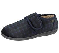 Dr Keller New Mens Luxury Fur Lined Slippers Velour Adjustable Hook & Loop Wide FIT Comfort Indoor Shoes Sizes 6-12