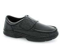 Dr Keller Texas Mens Leather Rip Tape Strap Closure Bar Wide Fit Shoes Black UK 10