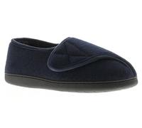 Dr Keller Vince Men's Wide Fit Comfort Slippers Adjustable Touch-Close Fastening Faux Fur Lined Indoor Shoe Non-Slip Sole Ideal for Swollen, Diabetic & Orthopaedic Feet Navy 8 UK