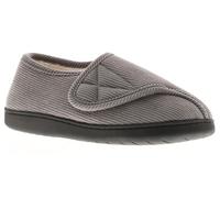 Dr Keller Wide Fit Women's Slippers - Slip-On Diabetic Slippers Women Boasting Warmth & Comfort with Touch Close Fastening, Fur Lining & Cushioned Insole Grey 11 UK
