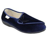 Dr Keller Womens Diabetic Orthopaedic Wide Fit Adjustable Comfort Slippers, Dr Hilda: Navy, 7 UK
