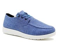 Dr Keller Womens Elastic Lace Up Smart Trainers Ladies Casual Slip On Walking Canvas Textile Flat Sneaker Pumps (Blue, UK_Footwear_Size_System, Adult, Women, Numeric, Medium, Numeric_5)