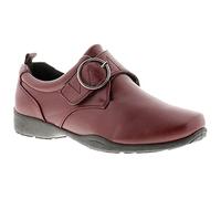 Dr Keller Womens Low Wedge Shoes Ladies Cushioned Walking Office Work Casual Soft Comfort Comfy Ballet Pump Flat Loafers Touch Fastening Strap Hard Sole Shu Shoe Boots (Freya Burgundy, 3)