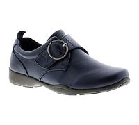 Dr Keller Womens Low Wedge Shoes Ladies Cushioned Walking Office Work Casual Soft Comfort Comfy Ballet Pump Flat Loafers Touch Fastening Strap Hard Sole Shu Shoe Boots (Freya Navy, 6)